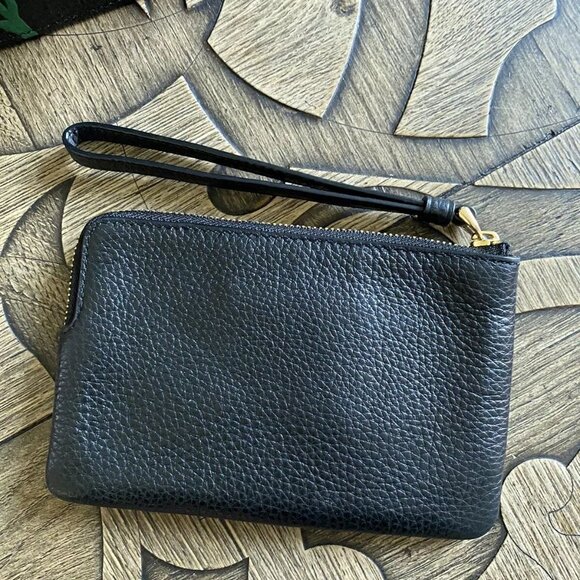 Coach X Jean Michel Basquiat Zip Wristlet Black Leather Handbag Flower Bag NEW - Picture 4 of 6